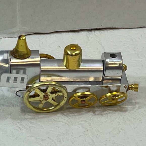 VTG Metal Two Tone Train Engine Hanging Christmas Holiday Ornament 4" - Picture 10 of 12